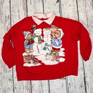 Vintage 80s Bear Nutcracker Christmas Holiday Ugly Sweater Party Sweatshirt